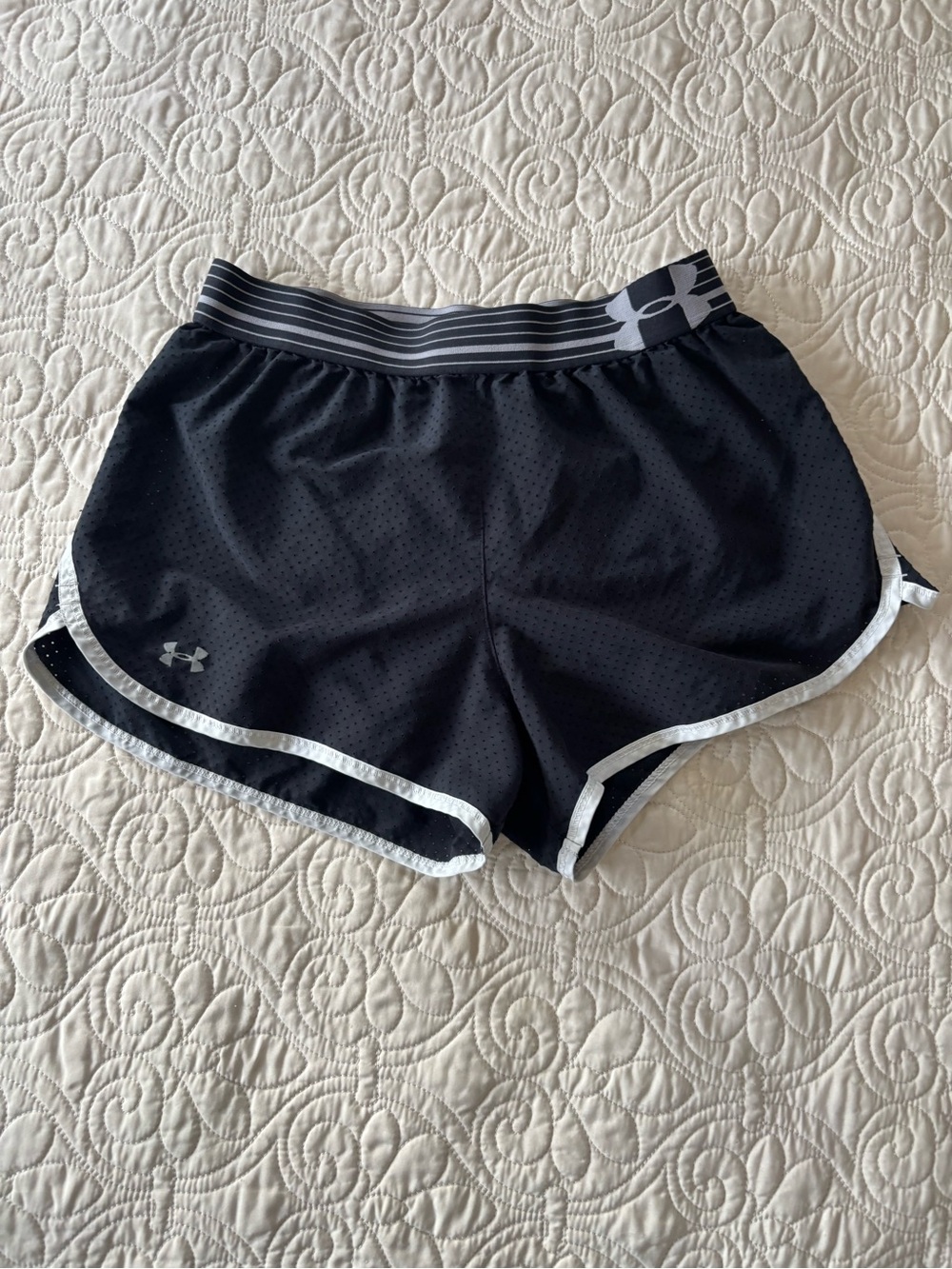 Under Armour Black Women’s Athletic Shorts with White Trim